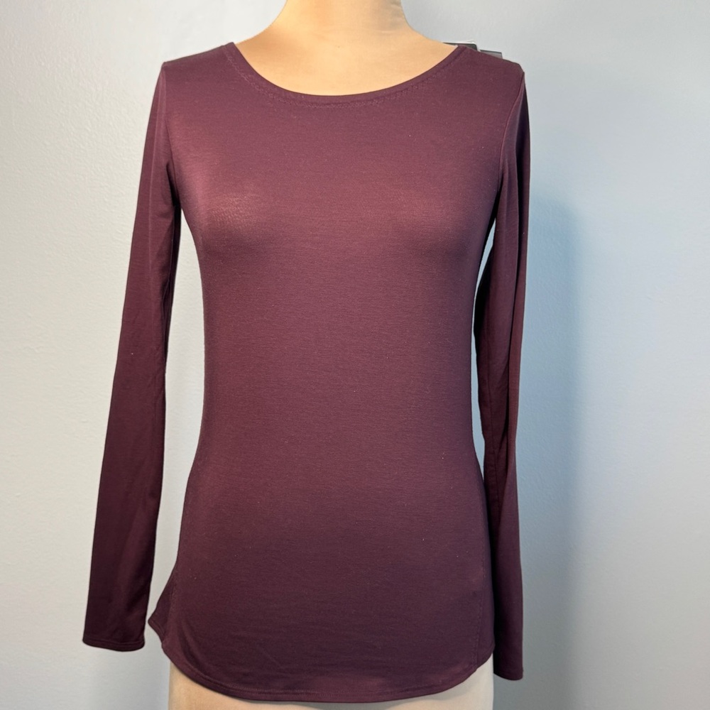 Athleta Cassis Open Back Flexlight Twist Purple Top Stretch XXS Unstinkable 2XS - Picture 5 of 12